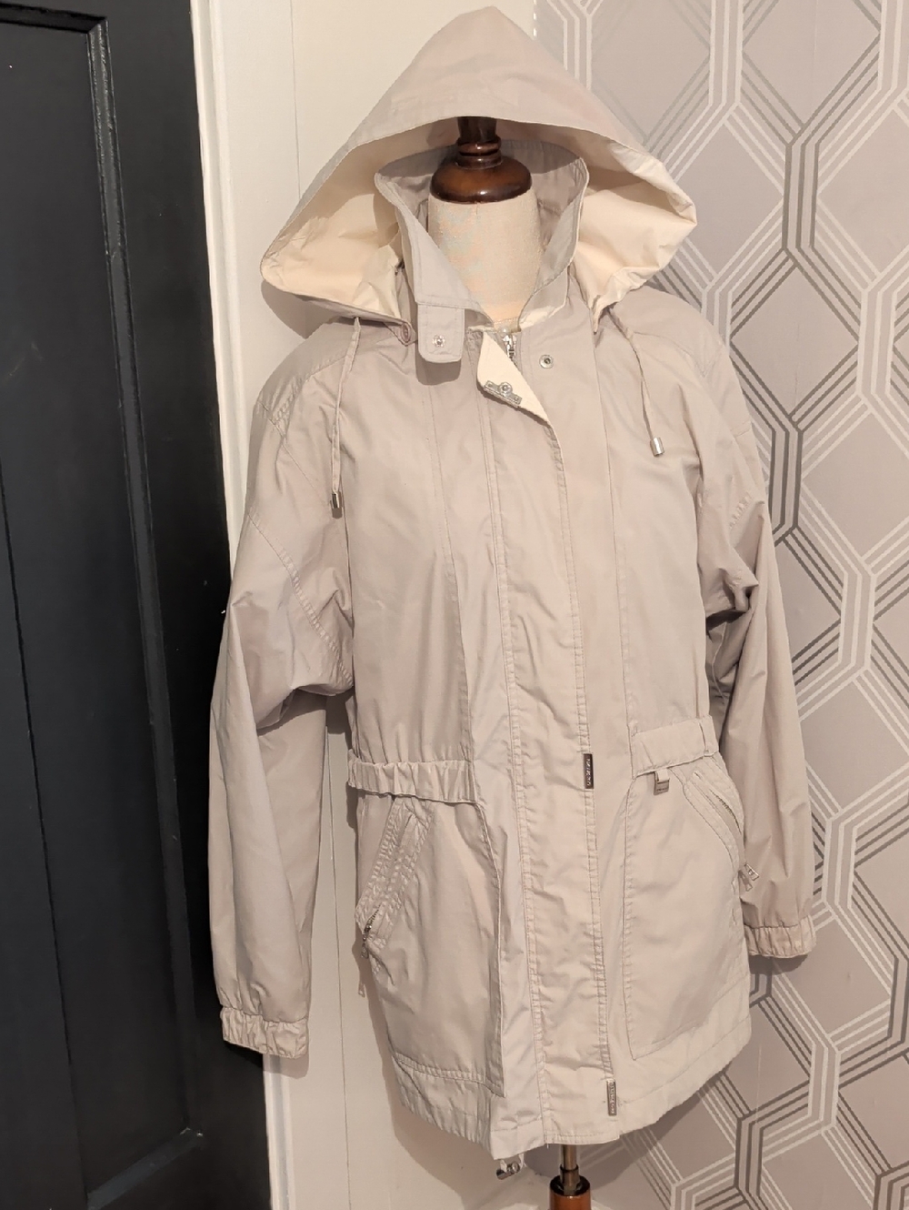 London Fog Light Beige Hooded Utility Jacket